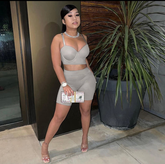 “HOT SUIT THIN” Two Pcs Set -Gray