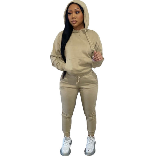 “KHAKI” Sweatpants Hoodie Suits