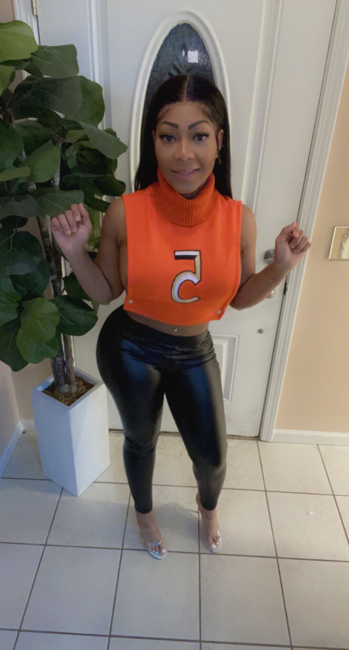 “TURTLENECK TUBE TOP” Orange